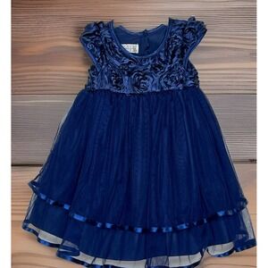 Pippa & Julie Navy Dress EUC-size 18 months Church Christmas Fluffy Wedding Cute